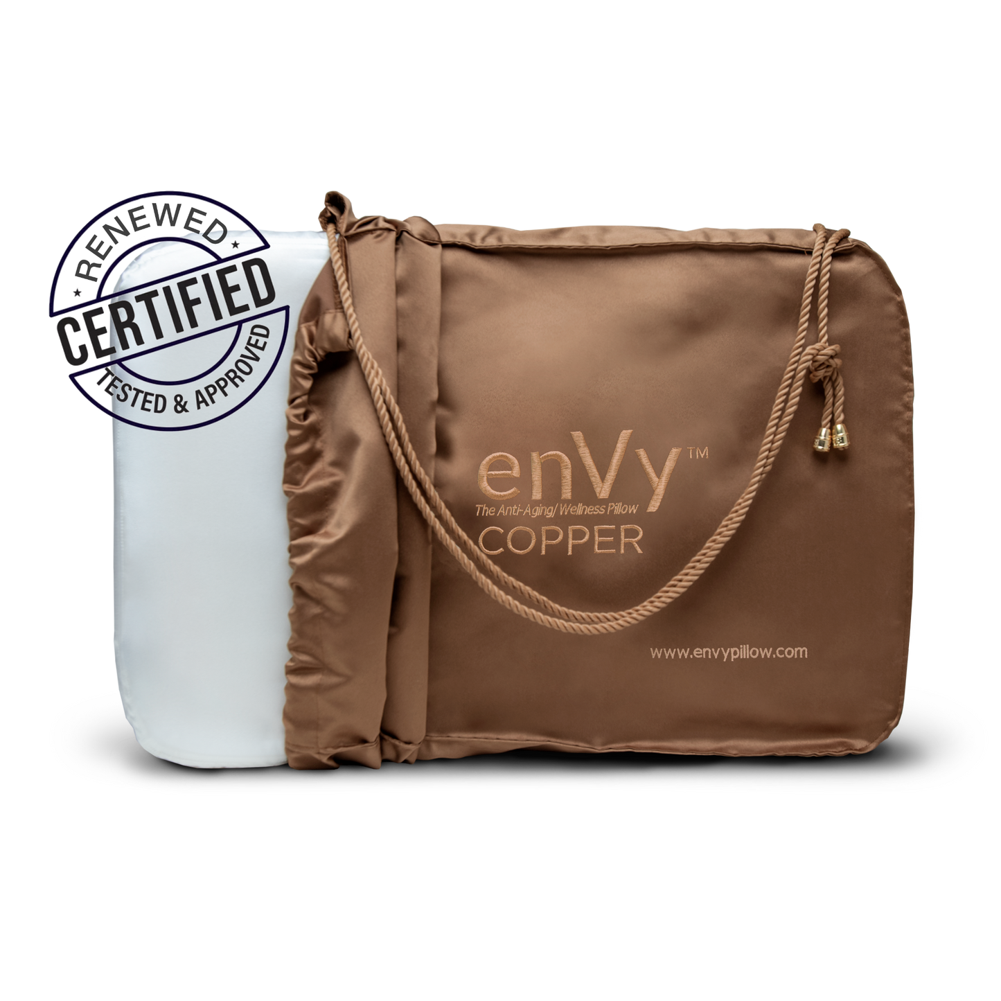 The ReNEW™ enVy® COPPER + SILK Anti-Aging Pillow - 100% Natural Latex Pillow with COPPER-infused SILK Pillowcase